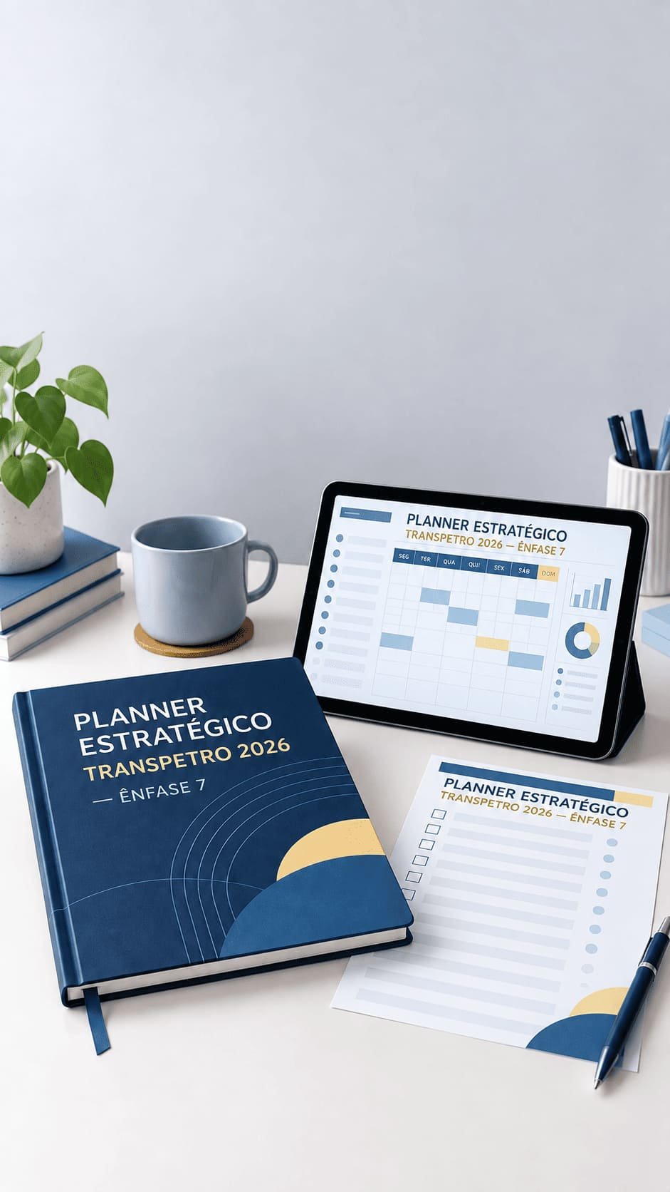 Planner, painel digital e páginas impressas do Planner Estratégico Transpetro 2026 Ênfase 7